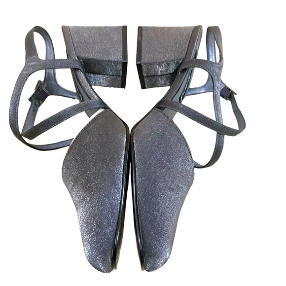Unlisted Kenneth Cole cross my heart pewter fabric round toe block heel size 8.5 - Picture 1 of 11